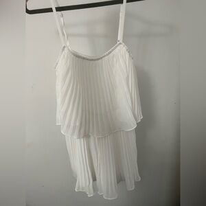 White Pleated Sleeveless Romper